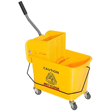 HOMCOM Chariot de Nettoyage Lavage Seau de ménage 20 L avec essoreur et séparateur Eau Sale Propre Jaune 60L x 27l x 70,5H cm