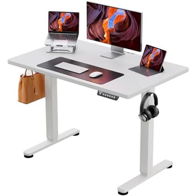 ErGear Bureau Assis Debout 100 x 60 cm, Bureau Electrique Réglable en Hauteur avec Panneau Intelligent à 4 Mémoires et Plateau en Deux Parties