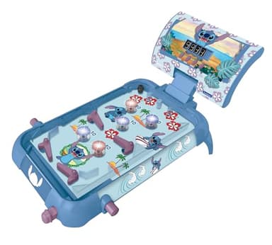 Lexibook, Disney Stitch, Flipper électronique de Table, Jeu d'action et de réflexe pour Les Enfants et la Famille, écran LCD, Effets sonores et Lumineux, Bleu, JG610D, petit