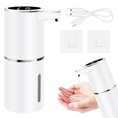 Distributeur de savon automatique 380 ml - Fixation murale - Avec capteur infrarouge - Fixation murale - Sans contact - Sans perçage - Charge USB IPX5 - Étanche - Pour salle de bain, cuisine, bureau