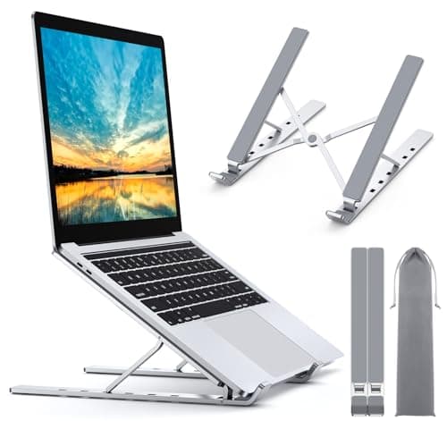 Babacom Support Ordinateur Portable, Support PC Portable à 5 Niveaux Réglables, Refroidisseur en Aluminium Ventilé Compatible avec MacBook, Lenovo, Autres Laptops Tablettes 10" - 15.6"