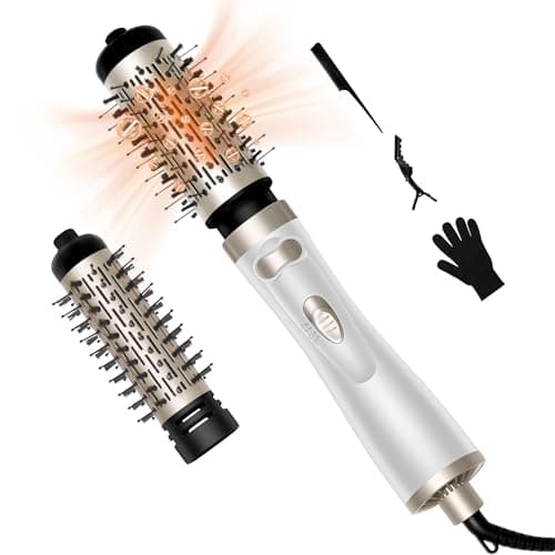 Brosse Soufflante Rotative, OKWRAP Seche Cheveux Brosse Rotative 3 en 1, Brosse Rotative 3 Températures, Brosse Chauffante Rotative de 1000 Watts et 2 Embouts Pour Sécher, Lisser, Modeler du Volume