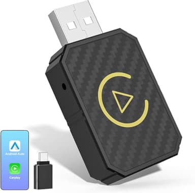 Gaethra Adaptateur sans Fil pour CarPlay et Android Auto, Plug & Play, USB C/USB-A, Compatible avec iOS 10+/Android 11+, Adapté au véhicule Qui Fonctionne avec CarPlay/Android Auto, CZHZ01