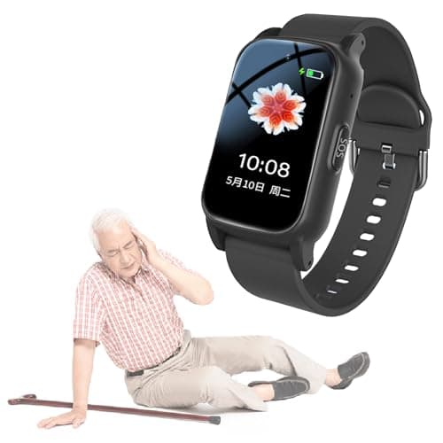 Weyot Dispositifs D'alerte De Chute pour Personnes Âgées, Smartwatch avec Détection De Chute, Bouton SOS d'urgence Et Appel Vidéo HD, Bracelet GPS Anti-Perte pour Personnes Âgées,25.8 * 2CM,Black