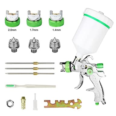 HVLP Professionnel Pistolet à Peinture 600cc avec 3 Buses 1,4mm 1,7mm 2,0mm, Pistolet pulvérisateur d'air à Alimentation par gravité HVLP Meubles de Voiture