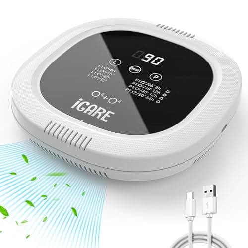Générateur d'Ozone, 10000 mAh Rechargeable Purificateur d'air à Ions Négatifs Ozonizer, Stérilisateur d'Odeurs pour Chambre, Salle de Bain, Cuisine, Animaux Domestiques, Voiture, Formaldéhyde Chasse