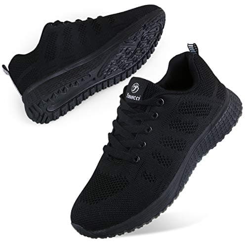 Youecci Femmes Baskets de Courses Running Chaussures de Multisports Outdoor D'athlétisme Sports Course Fitness Gym Athlétique Marche Filets Sneakers Noir 39 EU