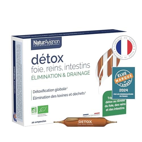 NaturAvignon complement alimentaire Detox Foie puissant et rapide, Reins, Intestins | Radis Noir, Bouleau, Jus de Citron BIO | métabolisme, draineur, digestion, detox foie et intestin | 20ampoules