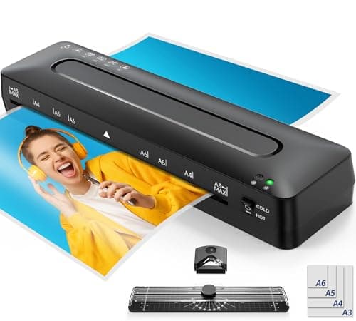 Plastifieuse A3, 5 en 1 Photo Machine à Plastifier Thermique et à Froid avec Pochettes pour A3/A4/A5/A6, Coupe-papier et Arrondisseur d'angle de Plastification pour Bureau Maison Carte Menu École
