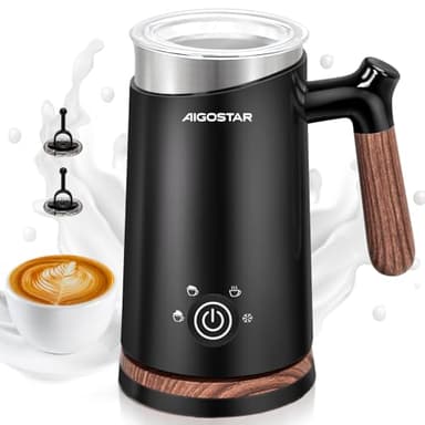 Aigostar Milky - Mousseur à lait électrique 4 en 1 Automatique, Mousseur a Lait 500W 300ml, Contrôle Intelligente de Température Mousseur de Lait Chaud et Froid pour Macchiato Chocolat Cappuccino