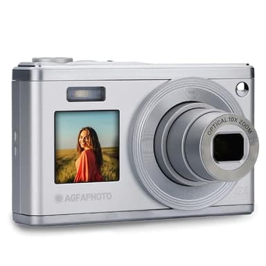 AGFA PHOTO Realishot DC9200 - Appareil Photo Numérique Compact, 24 MP, Vidéo 4K, Zoom Optique 10x, Ecran Double 2,8" + 1,54", Capteur CMOS, Stabilisation d'Image, Batterie Lithium - Silver