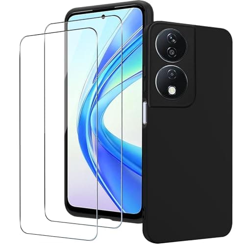 KUSINHOKA Coque pour Honor X7b/Honor 90 Smart + [2 Pièces] Verre Trempé, Souple Silicone [Antichoc] Étui de Protection, Anti-Rayures TPU Case Housse pour Honor X7b/90 Smart - Noir