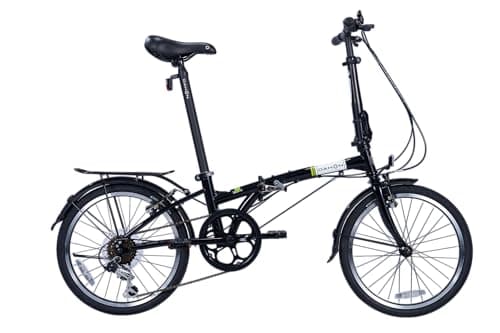Dahon Dream D6 Vélo Pliant 20 Pouces Adulte, Vélo Pliable 6 Vitesses, Freins V-Brake, Vélo de Ville Compact Mini Vélo Pliant Léger pour Navetteurs,sièges réglables Noir