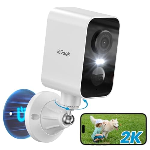 ieGeek 2K Base Magnétique Camera Surveillance WiFi Exterieure sans Fil Batterie, Camera Extérieure/Intérieure, Vision Nocturne Couleur, Détection de Mouvement PIR, Sirène d'alarme, Étanche IP65