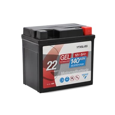 CARTEC Batterie moto YTX5L-BS, 4Ah, 80A, Technologie Gel Batterie de Démarrage Moto, Qualité D'Origine, Résistante au Cyclage, Stockable, sans Entretien