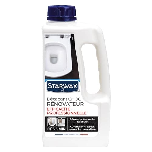 STARWAX - Décapant choc Rénovateur WC - Efficacité Professionnelle - Action rapide en 5min - Détartre, Décape et Rénove - Fabrication Française - 1L