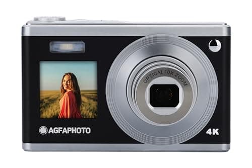AGFA PHOTO Realishot DC9200 - Appareil Photo Numérique Compact, 24 MP, Vidéo 4K, Zoom Optique 10x, Ecran Double 2,8" + 1,54", Capteur CMOS, Stabilisation d'Image, Batterie Lithium - Noir