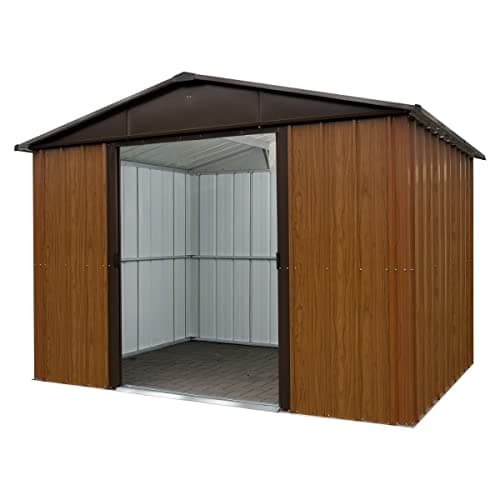 Abri De Jardin Métal 5,97m² - Marron Aspect Bois - 106WGY