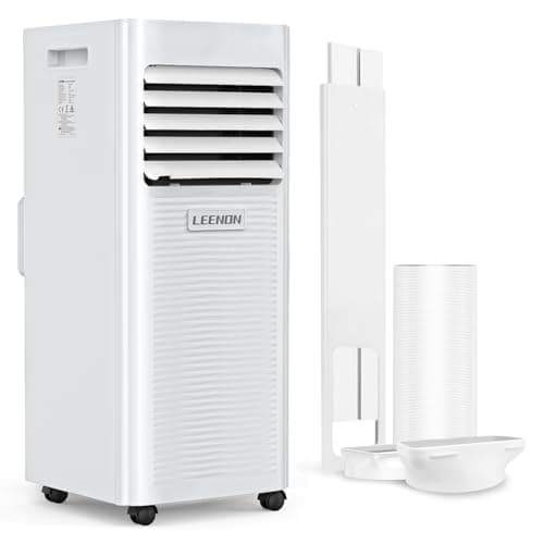 LEENON 9000 BTU Climatiseur Mobile 3 en 1 Climatisation Portable 2.6KW, Déshumidificateur & Ventilateur avec Télécommande, Minuterie 24H, Mode Nuit, Kit Fenêtre Inclus, Mobile Clim pour Maison Bureau