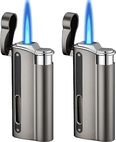 Lot de 2 briquets tempête à jet flamme rechargeables, coupe-vent, pour cuisine, camping (vendu sans gaz butane)