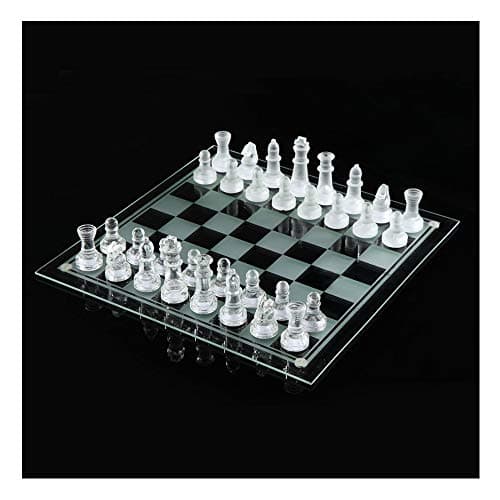 NUODWELL Jeu d'échecs en verre dépoli et poli avec fond rembourré en cristal pour jeunes adultes (blanc), 2 jouers