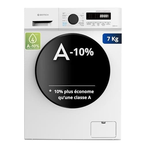 Lave-linge frontal GEDTECH GLL71200WH - 7 Kgs - 1400 tr/mn - 16 programmes - Eco - Intensif - Rapide – Très Faible conso