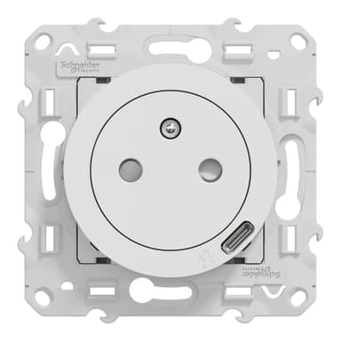 Schneider Electric - Odace - Prise affleurante + usb C10,5W - blanc - S520089