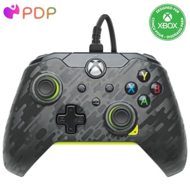 PDP Manette de jeu vidéo filaire Electric Carbon pour Xbox Series X|S, manette de jeu, Xbox One, sous licence officielle