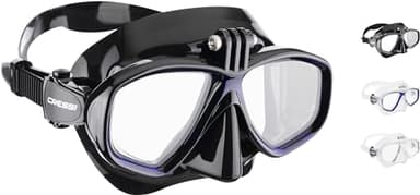 CRESSI Action Cam Mask Noir/Bleu - Masque de Plongée Unisexe à Volume Réduit avec Support pour Action Cam, Noir/Bleu, Taille Unique