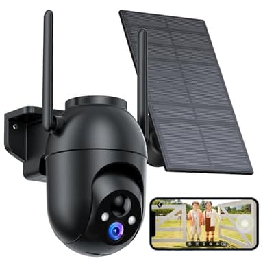 SIIOOE Camera Surveillance WiFi Exterieure Solaire: 2K Camera Exterieur sans Fil Batteries - 360° PTZ Caméra IP Vision Nocturne Couleur Détection Humaine Audio Bidirectionnel IP66