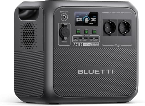 BLUETTI AC180 Générateur Électrique Portable, 0-80% en 45 Min, 1152Wh Batterie LiFePO4 avec 2 Sorties CA 1800W (2700W Pic), Station d’énergie Portable pour Camping, Voyages, Panne de Courant