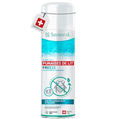 FREEZE PUNAISES DE LIT – TRAITEMENT NATUREL FOUDROYANT – Action FREEZE punaises de lit (œuf, larves et adultes) sans substances actives biocides – Action IMMÉDIATE et EFFICACE – Swiss Lab