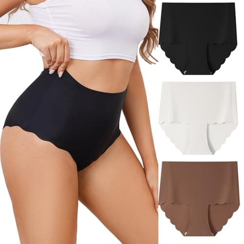 Anntry Culotte Femme sans Couture Hipster Invisibles sous-vêtements Taille Haute Elasticité Slip Microfibre Doux Respirant Sport Shorties Lot de 3