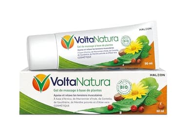 Voltanatura Gel de Massage à base de plantes Bio, Apaise et Relaxe les tensions musculaires 50ml