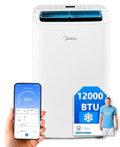 MIDEA Climatiseur Mobile Silencieux 12000 BTU avec Évacuation - Climatisation Portable Prêt à Poser 3500W - Clim Réversible Split Mobile - 4 modes avec Kit de Fenêtre et App Control