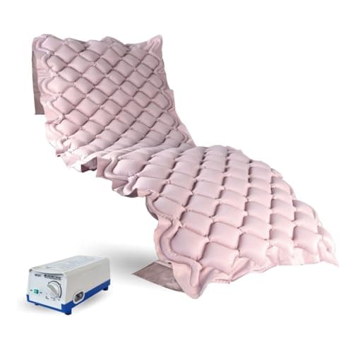 Mobiclinic® matelas anti-escarres à air alterné, Moteur silencieux, Mobi 1, Télécommande, 200 x 90 7, Kit de réparation, Marque européenne, Convient aux lits articulés, 130 cellules, Beige