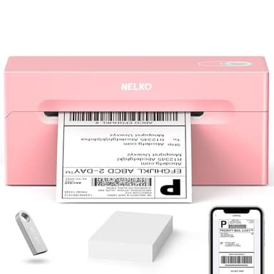 Nelko Imprimante d'étiquettes d'expédition thermique Bluetooth, imprimante d'étiquettes d'expédition sans fil 10 x 15 cm, compatible avec Android, iPhone et Windows, largement utilisée pour Amazon, 1