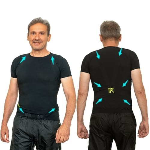 PERCKO - T-Shirt de Sport pour Homme - Technologie Brevetée - Soulage le Mal de Dos - Manches Courtes - Col Rond - Noir - Taille L
