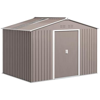 Outsunny Abri de Jardin en Acier galvanisé 4,9m² 277x195x192cm Abri de Jardin avec Toit à Deux versants, fondations, Porte coulissante verrouillable, résistant aux intempéries, abri de Jardin