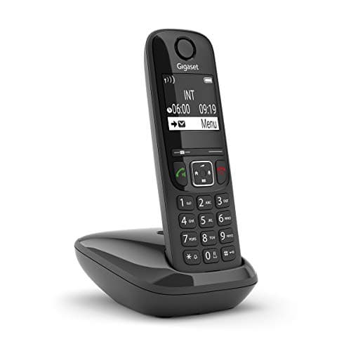 Gigaset AS690 Téléphone Portable sans Fil avec Mains Libres de Haute qualité, Clavier Lumineux et Grand écran, liste Noire, liste d'appels Faits, reçus et perdus, Noir
