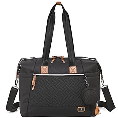 Dikaslon Sac à langer Fourre-tout Sac à Langer Imperméable avec Matelas à Langer et Porte Tétine - Grand Sac de Maternité pour Maman ou Papa (Noir)