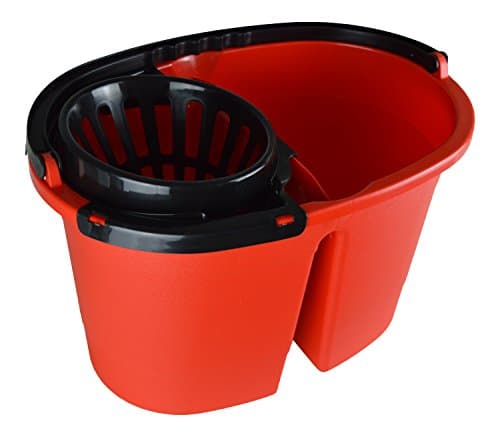 iKOLIFE CleanDouble XL Seau pour serpillère à double compartiment, 16 litres, avec roulettes, essorage sans se baisser