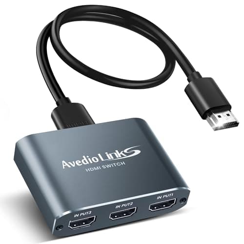 Switch HDMI 4K Aluminum, 4K@60HZ Switch HDMI 3 Ports Commutateur, 3 Entrées à 1 Sortie HDMI Switcher prend en charge HDCP 2.2, Full HD, HDR10, 18 Gbps, Sélecteur HDMI 4K pour Fire Stick, Xbox, PS5 etc