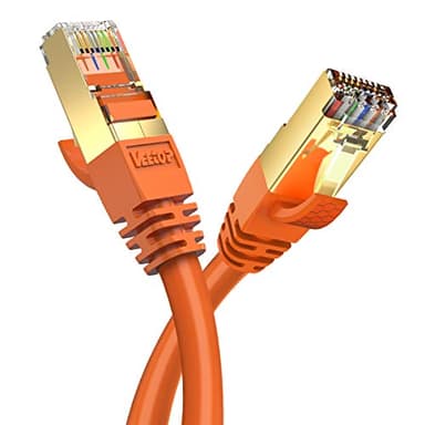 Veetop Câble Ethernet LAN Cat 8 RJ45, Câble Réseau SFTP Vitesse 40 Gbps / 2000Mhz (0,5m, Orange)