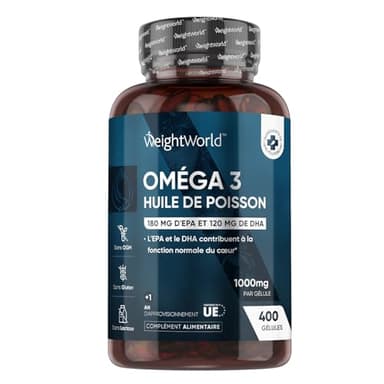 Oméga 3 Huile de Poissons Sauvages 2000mg/2 Gélules, Oméga 3 EPA DHA - Haute Concentration pour Cerveau, Coeur, Vision, Tension Artérielle - Sans arrière-goût - Pur et Biodisponible - WeightWorld