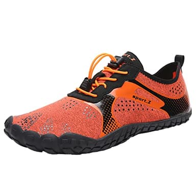 IQYU Chaussures de randonnée imperméables pour homme - Chaussures d'extérieur légères et antidérapantes - Séchage rapide - Chaussures de trail polyvalentes - Chaussures à lacets respirantes, Orange,