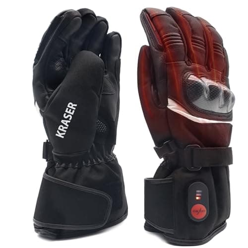 KRASER KRGS28 Gants Moto Homologué Premium, Chauffants et Imperméables de Haute Qualité, Testé Extrême et Protection en Fibre de Carbone, 3 Niveaux de Chaleur, Gants Moto Hiver pour Homme et Femme