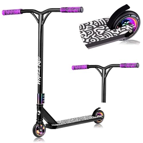 LIONELO Trottinette WHIZZ Neo roulements à Billes ABEC-9, Plateau en Aluminium, système de Compression HIC, Roues de 110 mm, Guidon Large en T, Frein Flex Fender MN Steel - Design Unique (Bleu)