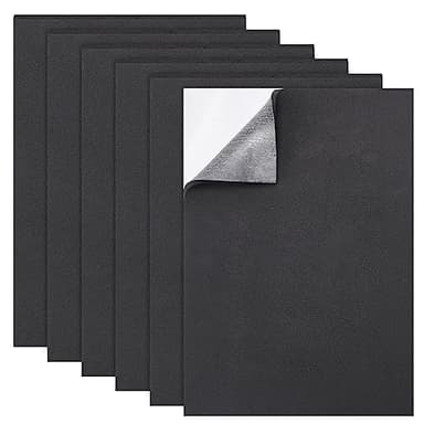BENECREAT 6 Feuille de Mousse Auto-Adhésive de 5 mm D'Épaisseur 21x30 cm de Feuille de Mousse Antidérapante Noire, Feuille de Mousse Artisanale pour Vêtements de Jeu de Rôle, Protection des Meubles
