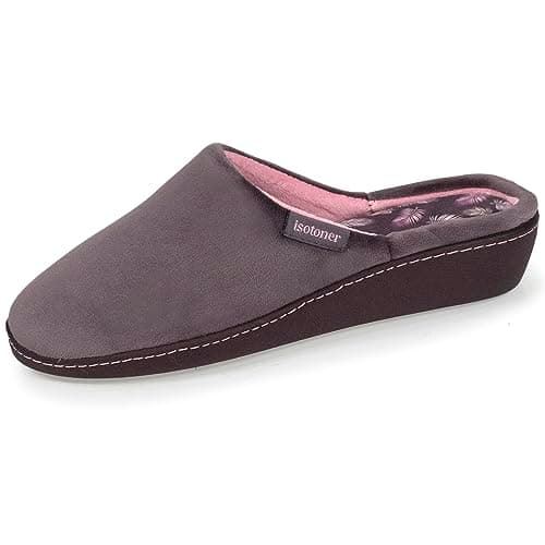 Isotoner Chaussons pantoufles Mules femme ultra doux, ultra confort talon de 4 cm